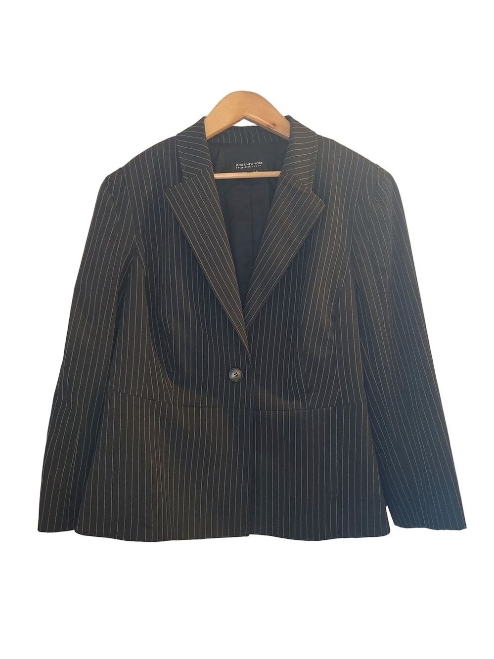 Jones New York WOMAN Navy BLUE Pinstripe Blazer 18W Stretch Work Career Academia